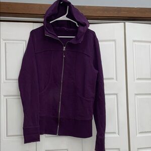 Purple Zip-Up Hoodie with Soft Fabric and Relaxed Fit